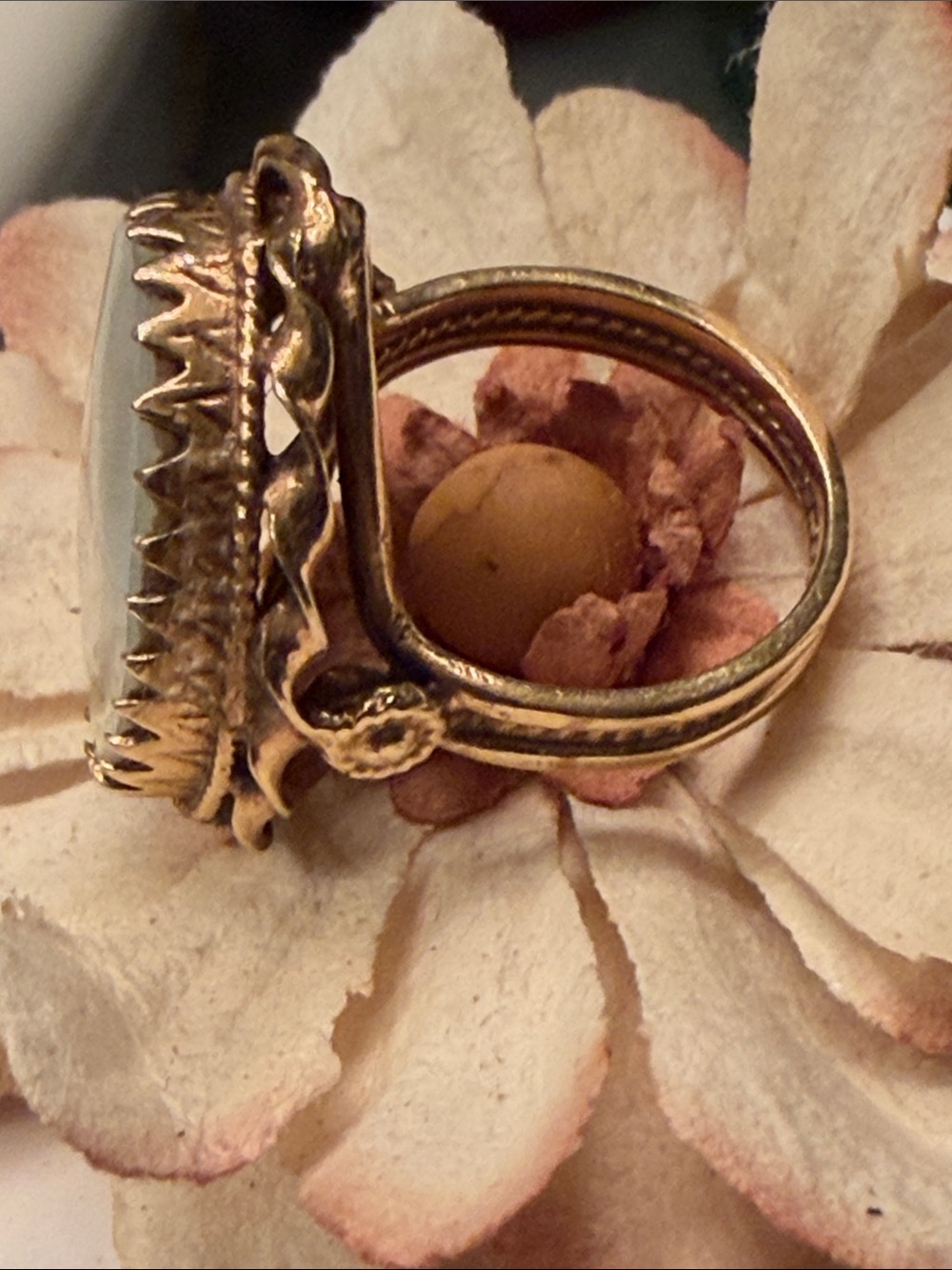 Portrait miniature cameo painted on ivory ornate 14k gold size 7 ring - Picture 11 of 16